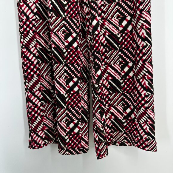 Calvin Klein Wide Leg Jumpsuit 8 Abstract Geometric Print Sleeveless Red Black - Picture 6 of 11